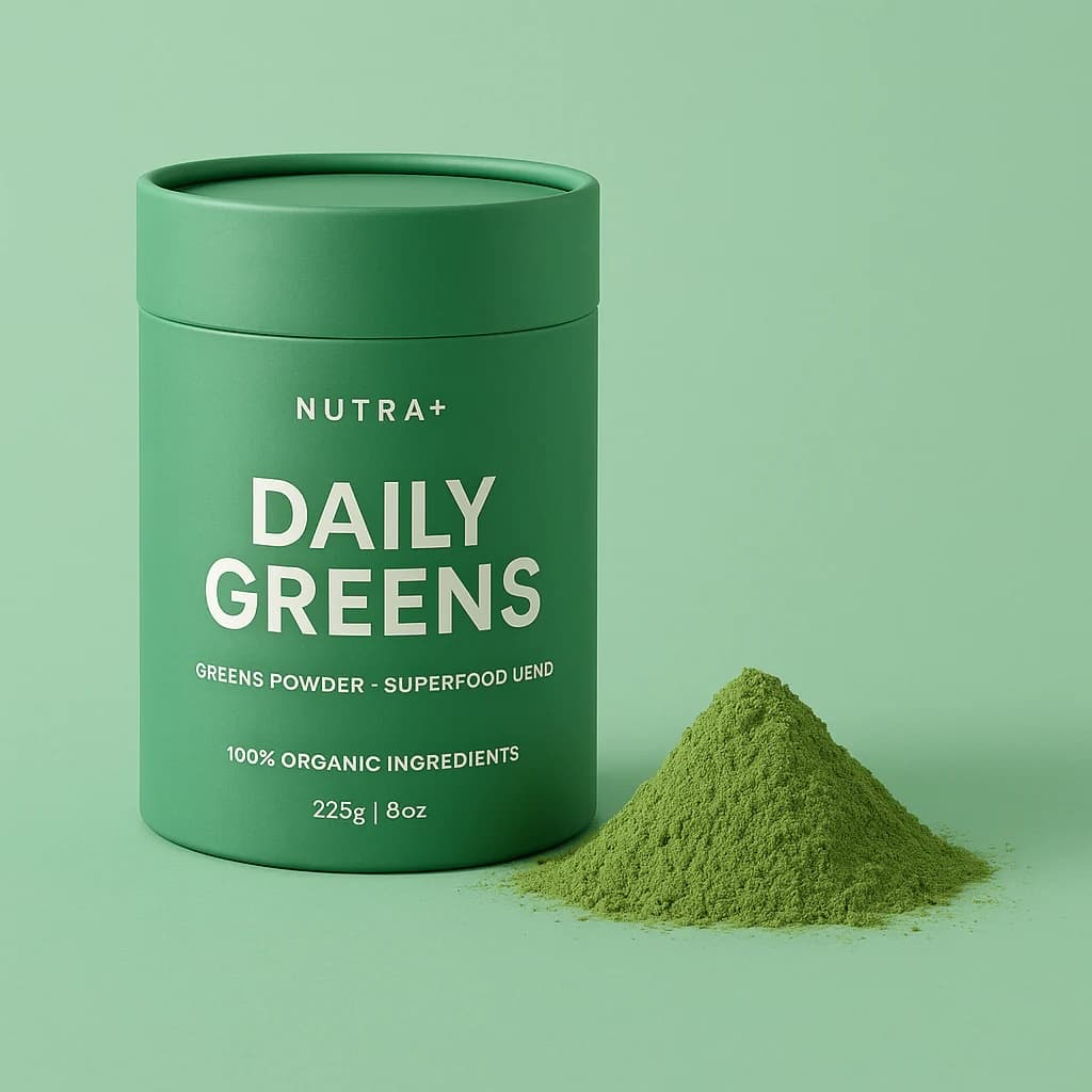 Premium tin packaging with Daily Greens